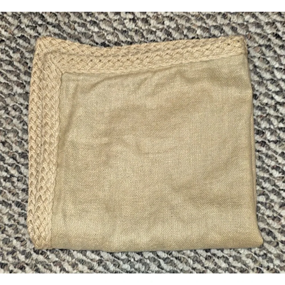 Pottery Barn Yellow Linen Pillow Cover 20x20 Braided Jute Trim Square Sham
